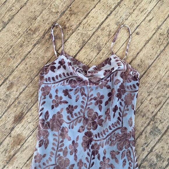 Vintage Y2K Velvet Floral Slip Dress - Picture 2 of 5